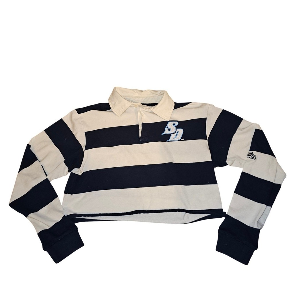 Hype and Vice San Diego SD‎ Striped Cropped Rugby Shirt Top Women's Small